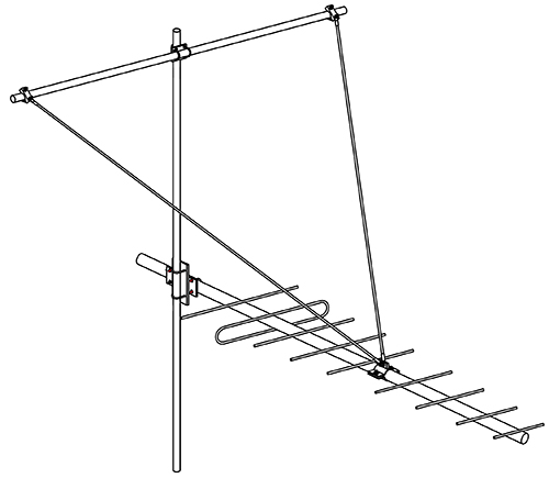 2-way white fibreglass tension strut kit suits Y200/Y300 series Yagi – includes strut-to-Yagi mount, spread support tube and tube mount clamp